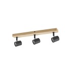 MDC Lampa sufitowa ETNIA R3 czarny mat 3xE27, naturalne drewno sosnowe 450039101