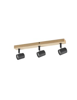MDC Lampa sufitowa ETNIA R3 czarny mat 3xE27, naturalne drewno sosnowe 450039101