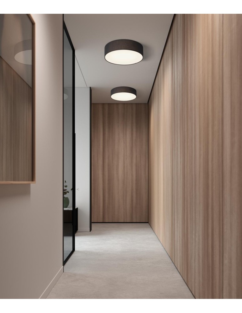 MDC Lampa sufitowa OLGA szary Ø40 3xE27 abażur z tkaniny 579993001