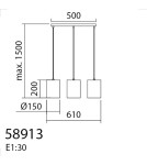 MDC Lampa wisząca RAIL czarny 3xE27 abażur z naturalnego bambusu 589135504