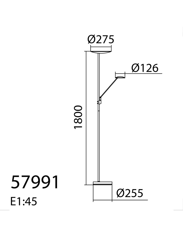 MDC Lampa podłogowa DAPHNE czarny LED 33W+8W CCT 2700-4000K 579919102