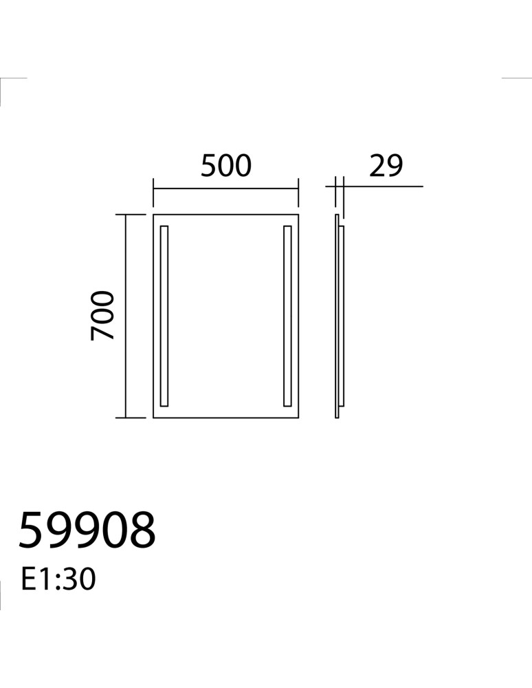 MDC Lustro łazienkowe REFLEX 50x70 31W CCT 3000-4000-5500K IP44 ściemnianie dotykowe, funkcja odparowania 599087005