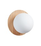 MDC Lampa ścienna łazienkowa FLOC drewno naturalne, czarny mat Ø17 E27 IP44 450319103