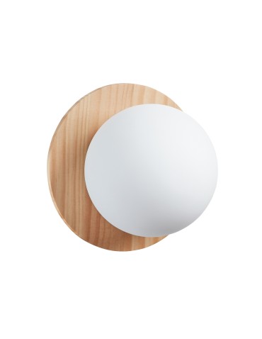 MDC Lampa ścienna łazienkowa FLOC drewno naturalne, czarny mat Ø17 E27 IP44 450319103