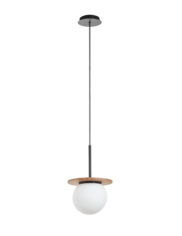 MDC Lampa wisząca łazienkowa FLOC drewno naturalne, czarny mat Ø17 E27 IP44 450329103