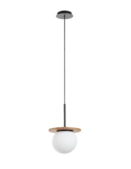 MDC Lampa wisząca łazienkowa FLOC drewno naturalne, czarny mat Ø17 E27 IP44 450329103