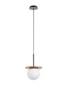 View MDC Lampa wisząca łazienkowa FLOC drewno naturalne, czarny mat Ø17 E27 IP44 450329103