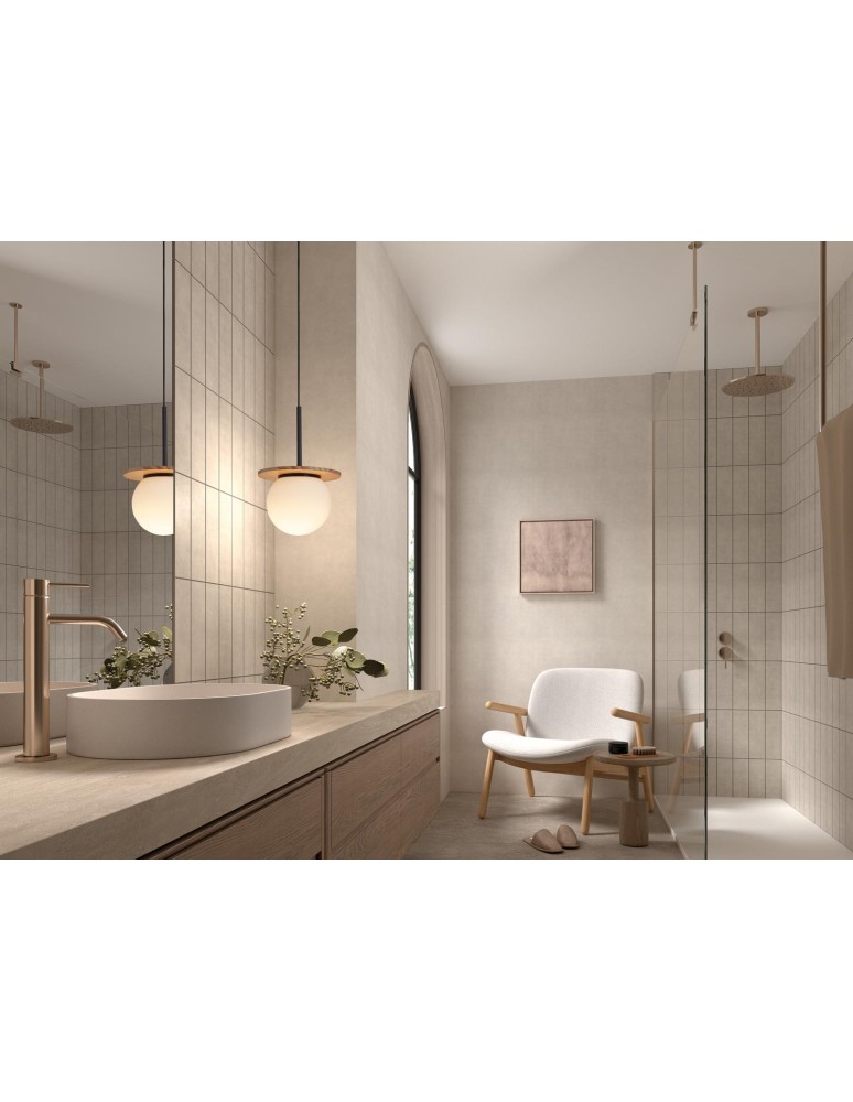 MDC Lampa wisząca łazienkowa FLOC drewno naturalne, czarny mat Ø17 E27 IP44 450329103