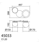 MDC Lampa ścienna łazienkowa FLOC DUO PLUS M drewno naturalne, czarny mat Ø17+Ø15 2xE27 450339103