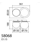 MDC Lampa ścienna łazienkowa FLOC DUO Ø17 mosiądz mat Ø15 E27 czarny mat, IP44 580686103