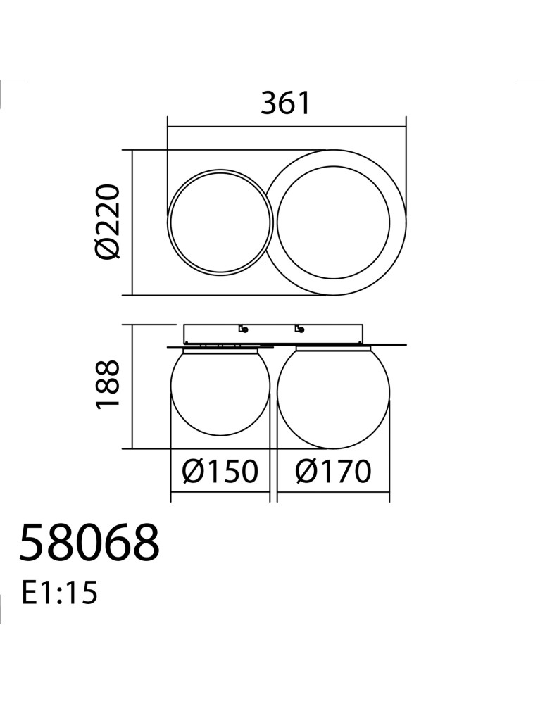 MDC Lampa ścienna łazienkowa FLOC DUO Ø17 mosiądz mat Ø15 E27 czarny mat, IP44 580686103