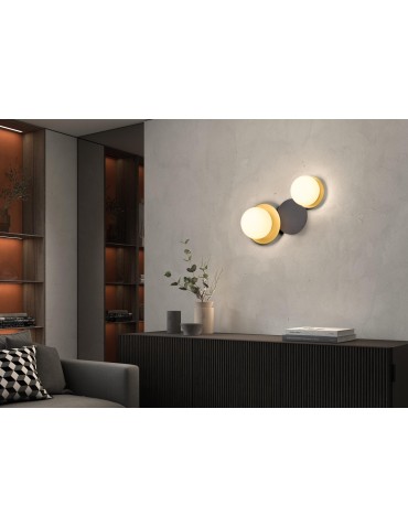 MDC Lampa ścienna łazienkowa FLOC DUO PLUS M Ø17 E27 mosiądz mat Ø15 E27 mosiądz mat+czarny mat IP44 580656103 - product 2