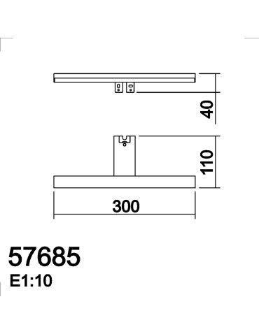 MDC Lampa łazienkowa TIWALL KIT (uchwyt lustro/ściana/szafka) chrom LED 8W 300mm 3000K IP44 576853009 - product 2