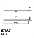 MDC Lampa łazienkowa TIWALL KIT (uchwyt lustro/ściana/szafka) czarny mat LED 16W 600mm 4000K IP44 576879105