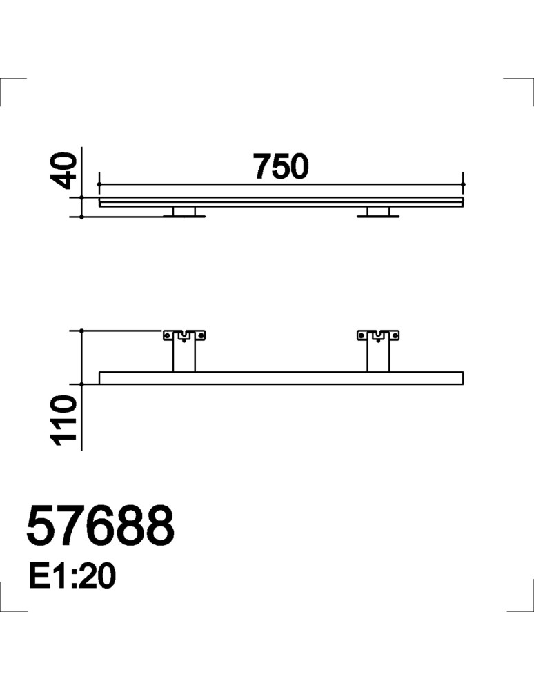 MDC Lampa łazienkowa TIWALL KIT (uchwyt lustro/ściana/szafka) czarny mat LED 20W 750mm 3000K IP44 576889109