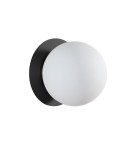 MDC Lampa ścienna łazienkowa FLOQUET Ø160 E27 czarny mat IP44 szklany klosz 577969103