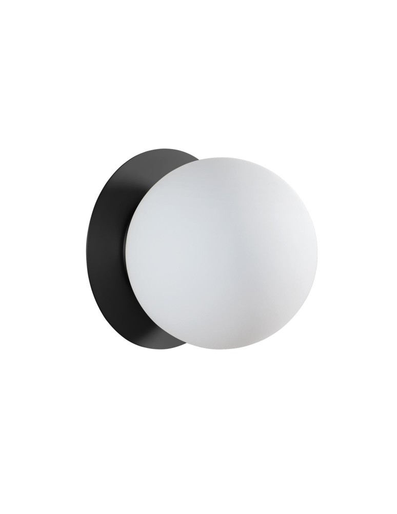 MDC Lampa ścienna łazienkowa FLOQUET Ø160 E27 czarny mat IP44 szklany klosz 577969103