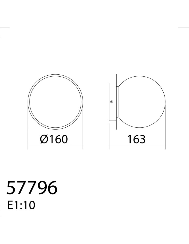 MDC Lampa ścienna łazienkowa FLOQUET Ø160 E27 czarny mat IP44 szklany klosz 577969103
