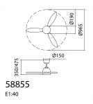 MDC Wentylator SYDNEY XS biały, drewno Ø96 DC 18W 3A LED 24W CCT zmienna barwa 588558109