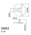 MDC Wentylator RIGA biały, drewno Ø120 DC 32W 3A LED 36W CCT zmienna barwa 589638709