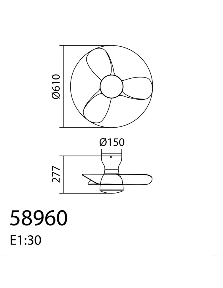 MDC Wentylator CRETA XS biały, drewno Ø61 DC 24W 3A LED 24W CCT zmienna barwa, pilot 589608709