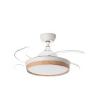 MDC Wentylator BLANES XS biały, drewno Ø91 DC 22W LED 24W CCT zmienna barwa, pilot 588658709