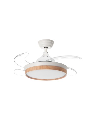 MDC Wentylator BLANES XS biały, drewno Ø91 DC 22W LED 24W CCT zmienna barwa, pilot 588658709