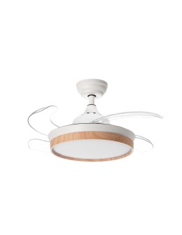 MDC Wentylator BLANES XS biały, drewno Ø91 DC 22W LED 24W CCT zmienna barwa, pilot 588658709