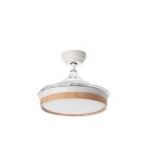 MDC Wentylator BLANES XS biały, drewno Ø91 DC 22W LED 24W CCT zmienna barwa, pilot 588658709