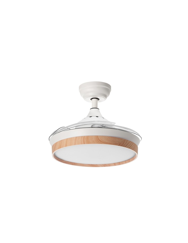 MDC Wentylator BLANES XS biały, drewno Ø91 DC 22W LED 24W CCT zmienna barwa, pilot 588658709