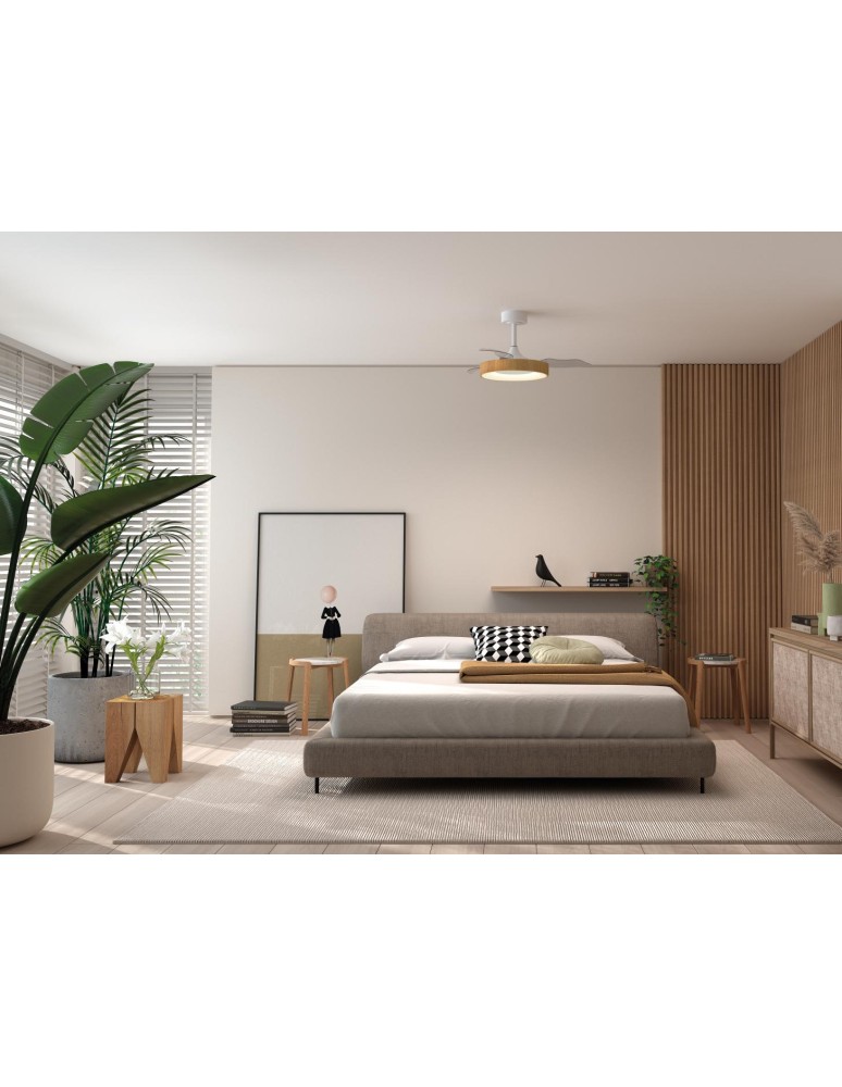 MDC Wentylator LISBOA XS biały, drewniany Ø915 DC 25W LED 45W CCT zmienna barwa 588698709
