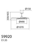 MDC Wentylator CORFU biały Ø107 DC 33W 3A LED 42W CCT zmienna barwa, pilot 599208109