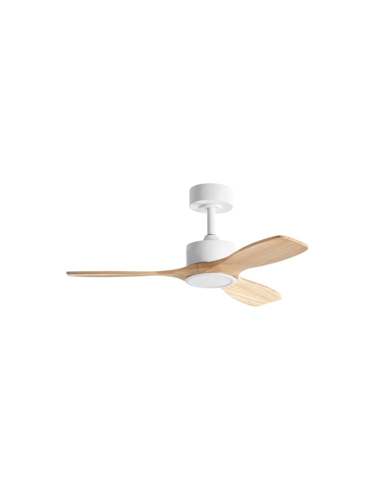 MDC Wentylator SANTORINI XS biały, drewno naturalne Ø97 DC 30W LED 24W CCT zmienna barwa 589678709