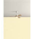 MDC Wentylator SANTORINI XS biały, drewno naturalne Ø97 DC 30W LED 24W CCT zmienna barwa 589678709