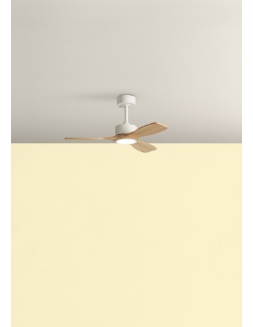 MDC Wentylator SANTORINI XS biały, drewno naturalne Ø97 DC 30W LED 24W CCT zmienna barwa 589678709 - product 2