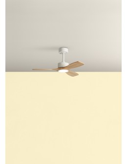MDC Wentylator SANTORINI XS biały, drewno naturalne Ø97 DC 30W LED 24W CCT zmienna barwa 589678709 - produkt 2