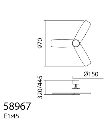 MDC Wentylator SANTORINI XS czarny, orzech Ø97 DC 30W LED 24W CCT zmienna barwa, pilot 589679809 - product 2