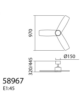 MDC Wentylator SANTORINI XS czarny, orzech Ø97 DC 30W LED 24W CCT zmienna barwa, pilot 589679809 - product 2