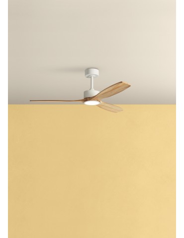 MDC Wentylator SANTORINI XL biały, drewno naturalne Ø132 DC 35W LED 24W CCT zmienna barwa 589698709 - product 2