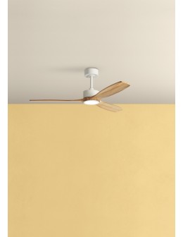 MDC Wentylator SANTORINI XL biały, drewno naturalne Ø132 DC 35W LED 24W CCT zmienna barwa 589698709 - produkt 2