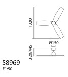 MDC Wentylator SANTORINI XL czarny, orzech Ø132 DC 35W LED 24W CCT zmienna barwa, pilot 589699809