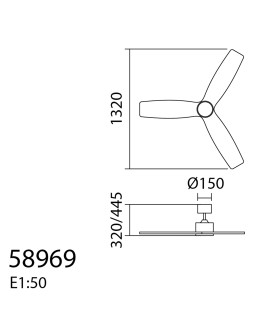 MDC Wentylator SANTORINI XL czarny, orzech Ø132 DC 35W LED 24W CCT zmienna barwa, pilot 589699809 - product 2