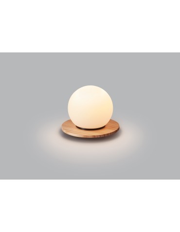 MDC Lampa stołowa FLOC czarny mat, drewniany naturalny Ø17 1xE27 szkło mlecznobiałe 450309103 - product 2