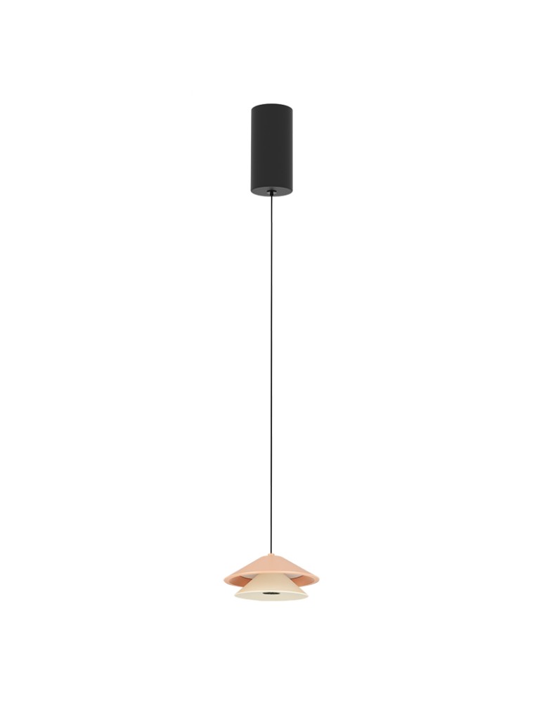 Zambelis Wisząca LED 9W Czarny Piaskowany Baza Beżowy Czerwony Klosz Oyster Biały 25346