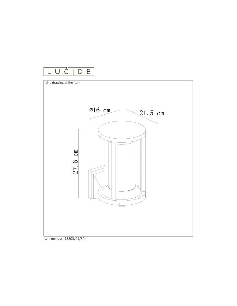 Outdoor wall lamps - Lucide CADIX Wall lamp 1xE27 black 15803/01/30 - product kolory-swiatla.pl 11