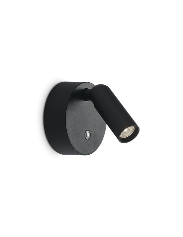 Ideal Lux Lampa Ścienna BEAN AP ROUND RECHARGEABLE NERO Czarny 350240