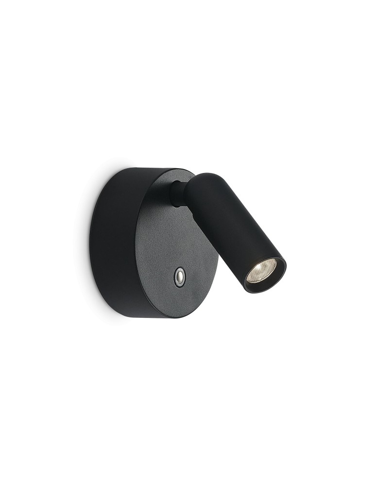 Ideal Lux Lampa Ścienna BEAN AP ROUND RECHARGEABLE NERO Czarny 350240