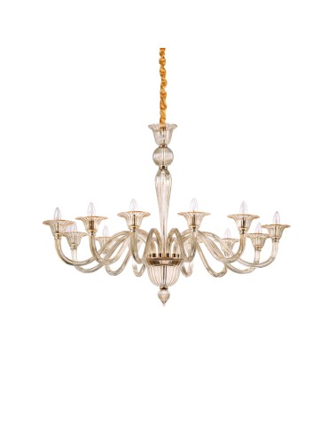 Ideal Lux Lampa Wisząca BRIGITTA SP12 AMBRA Bursztynowy/Złoty 199405