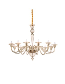 Ideal Lux Lampa Wisząca BRIGITTA SP12 AMBRA Bursztynowy/Złoty 199405