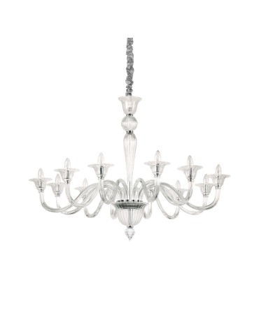 Ideal Lux Lampa Wisząca BRIGITTA SP12 TRASPARENTE Transparentny/Chrom 199375